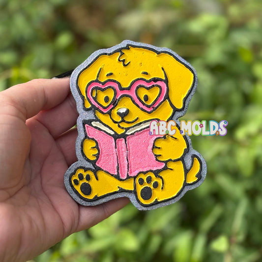 Reading Puppy Dog Silicone Freshie Mold
