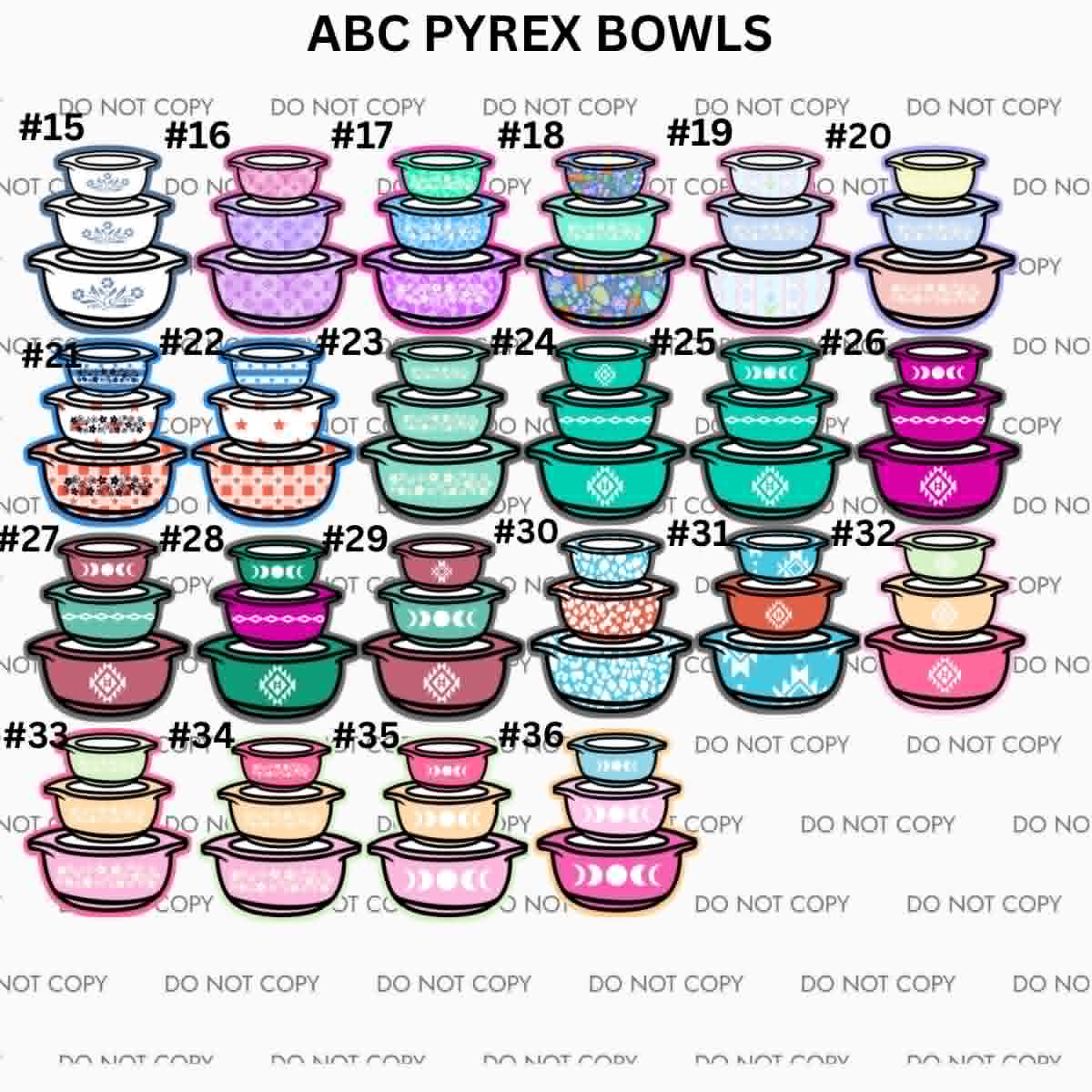 ABC Pyrex Bowl Cardstock - Shipped by Kaleidoscope Kreations