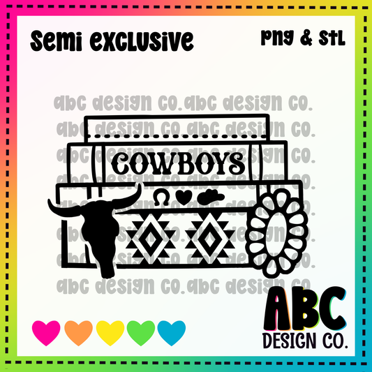 Cowboy Bookstack PNG & STL - Semi-Exclusive - digital download
