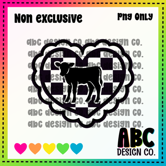 Checkered heart cow PNG - NON Exclusive - digital download