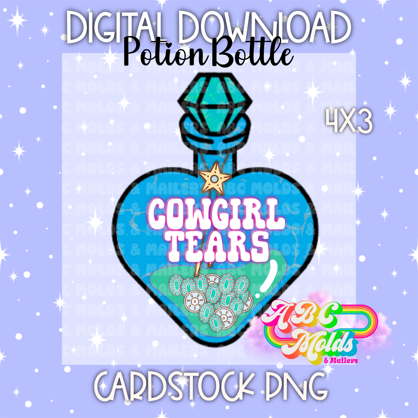 Digital Download - PNG Cardstock Download - Potion Bottle - Cowgirl Tears