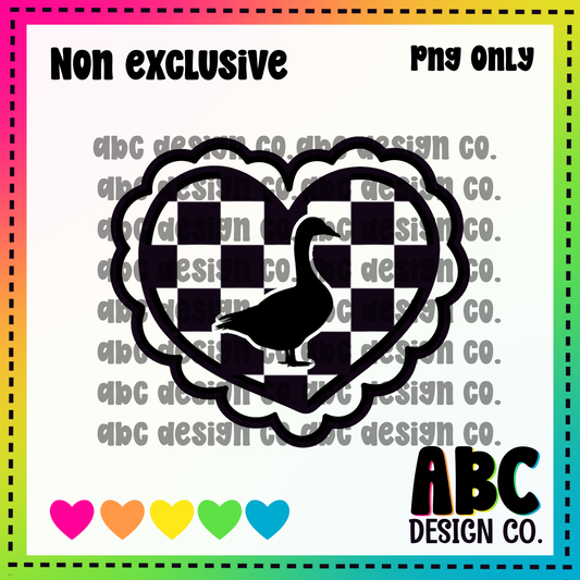 Checkered heart goose  PNG - NON Exclusive - digital download