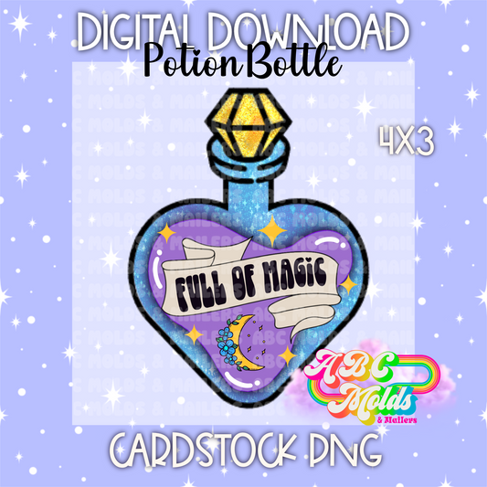 Digital Download - PNG Cardstock Download - Potion Bottle - full of magic