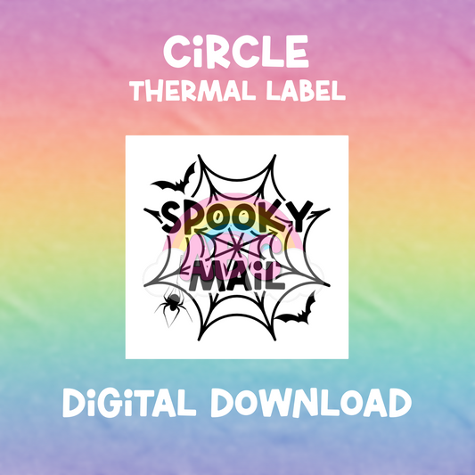 Digital Download - Thermal Label - Circle - spooky mail