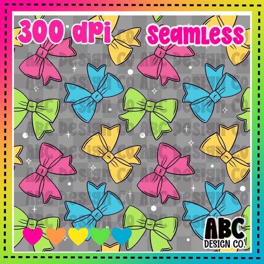 Bows Grey Background Seamless
