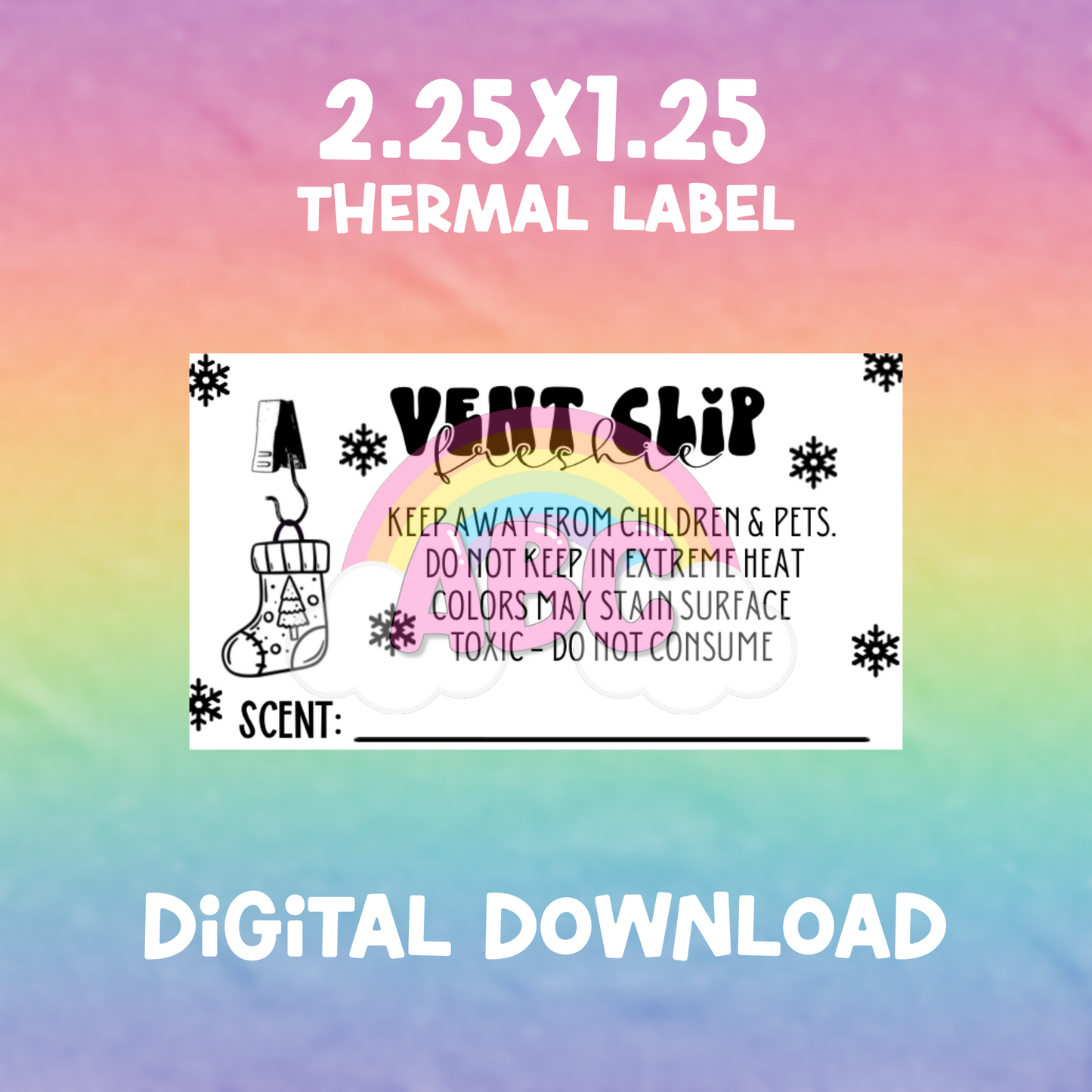 2.25x1.25 - Digital Download - Thermal Label - Christmas Vent