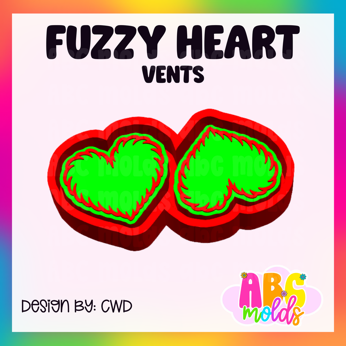 Fuzzy Heart Vents - Silicone Freshie Mold
