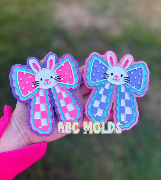 Checkered bunny bow Silicone Mold