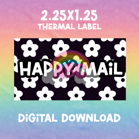 Digital Download - Thermal Label - happy mail floral