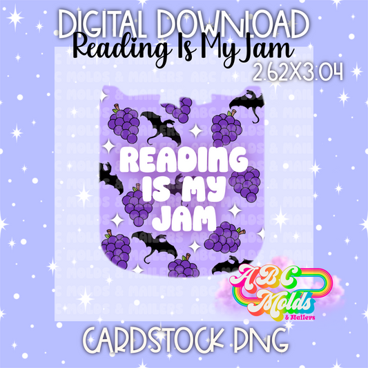 Digital Download - PNG Cardstock Download - Reading is my Jam - Grape Dragons