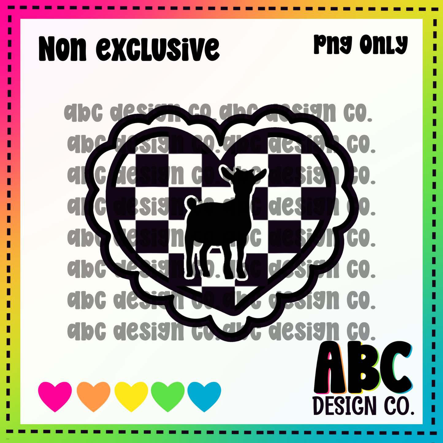 Checkered heart goat 1 PNG - NON Exclusive - digital download