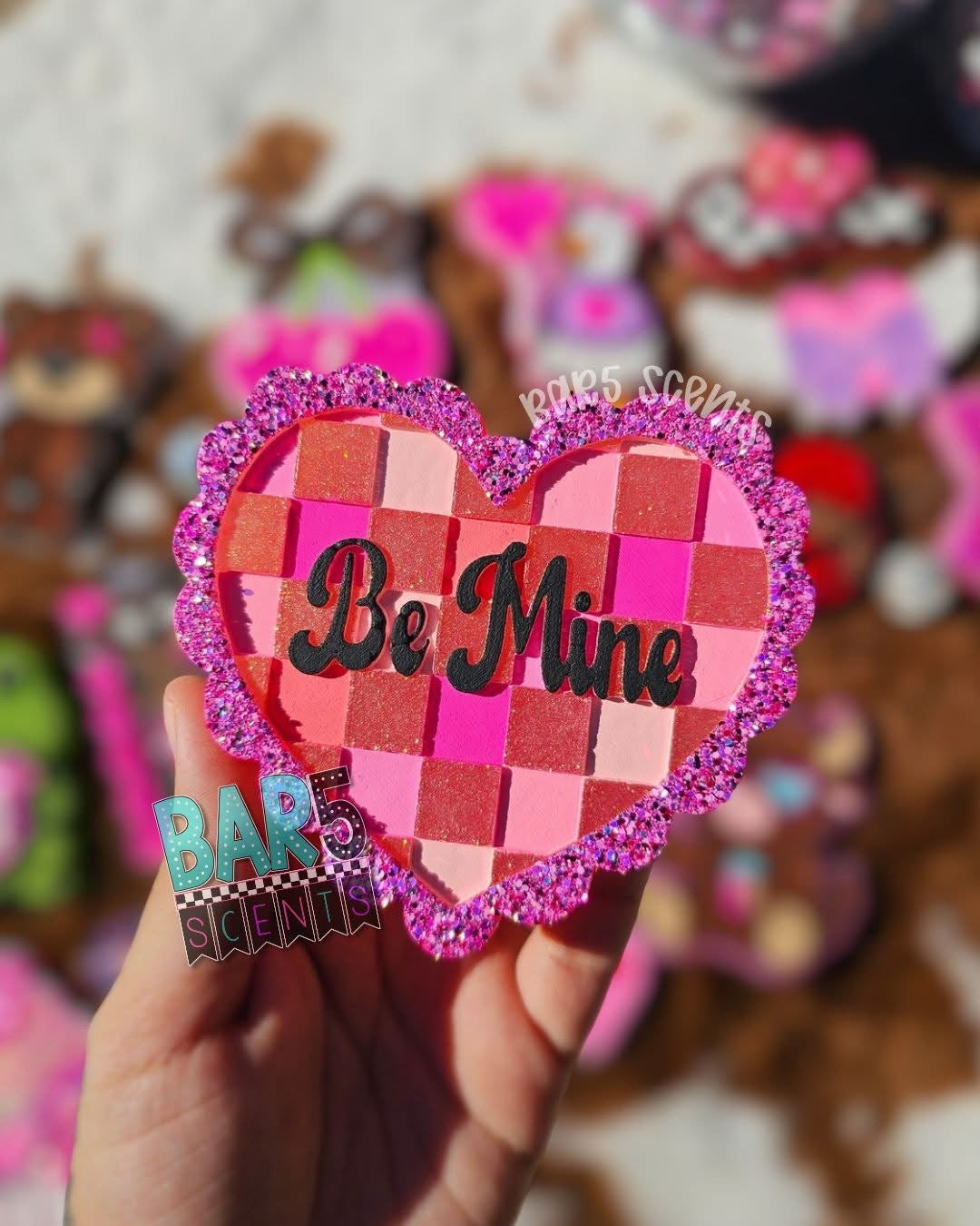Be Mine Checkered Heart Silicone Freshie Mold
