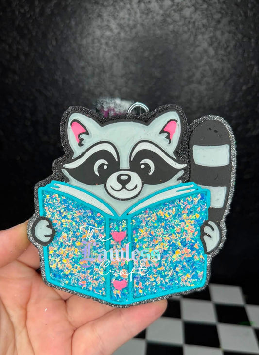 Reading Raccoon Silicone Freshie Mold