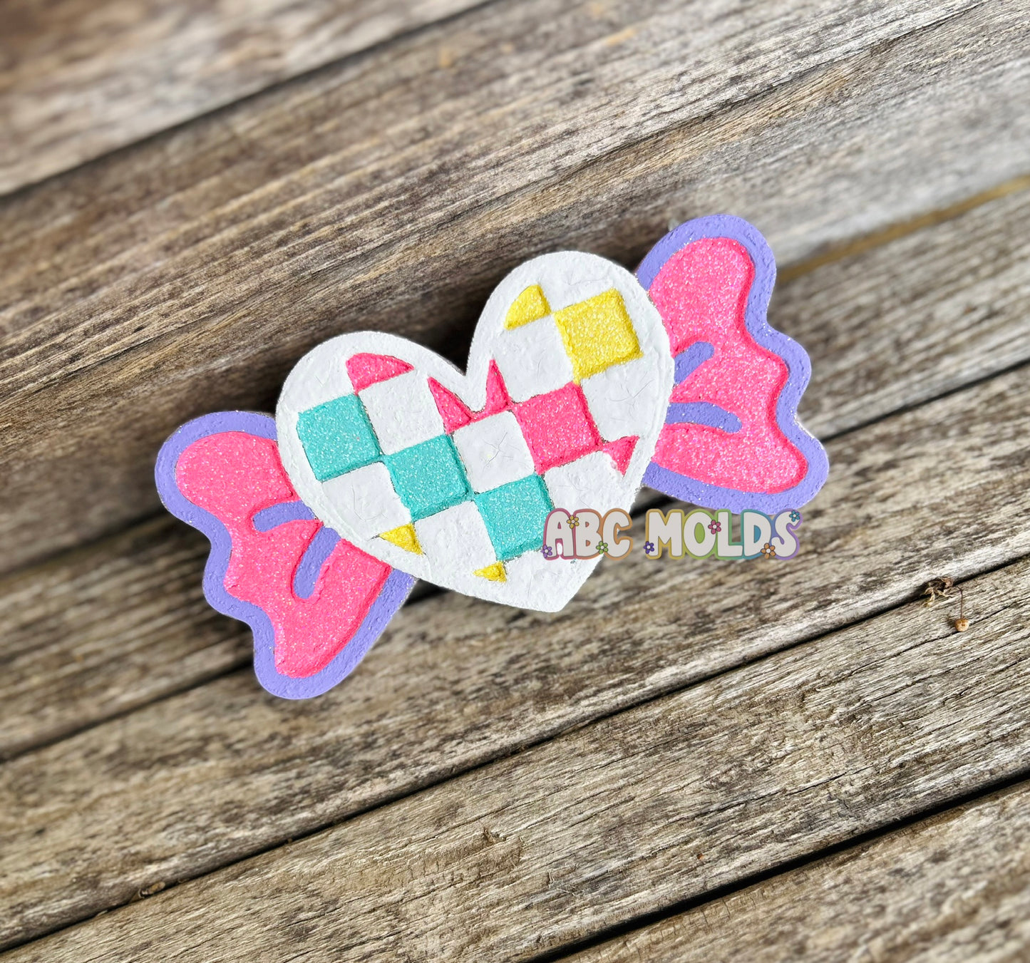 Checkered Heart Candy Silicone Mold