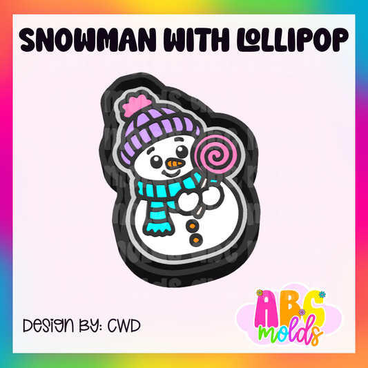 Snowman with lollipop - Silicone Freshie Mold