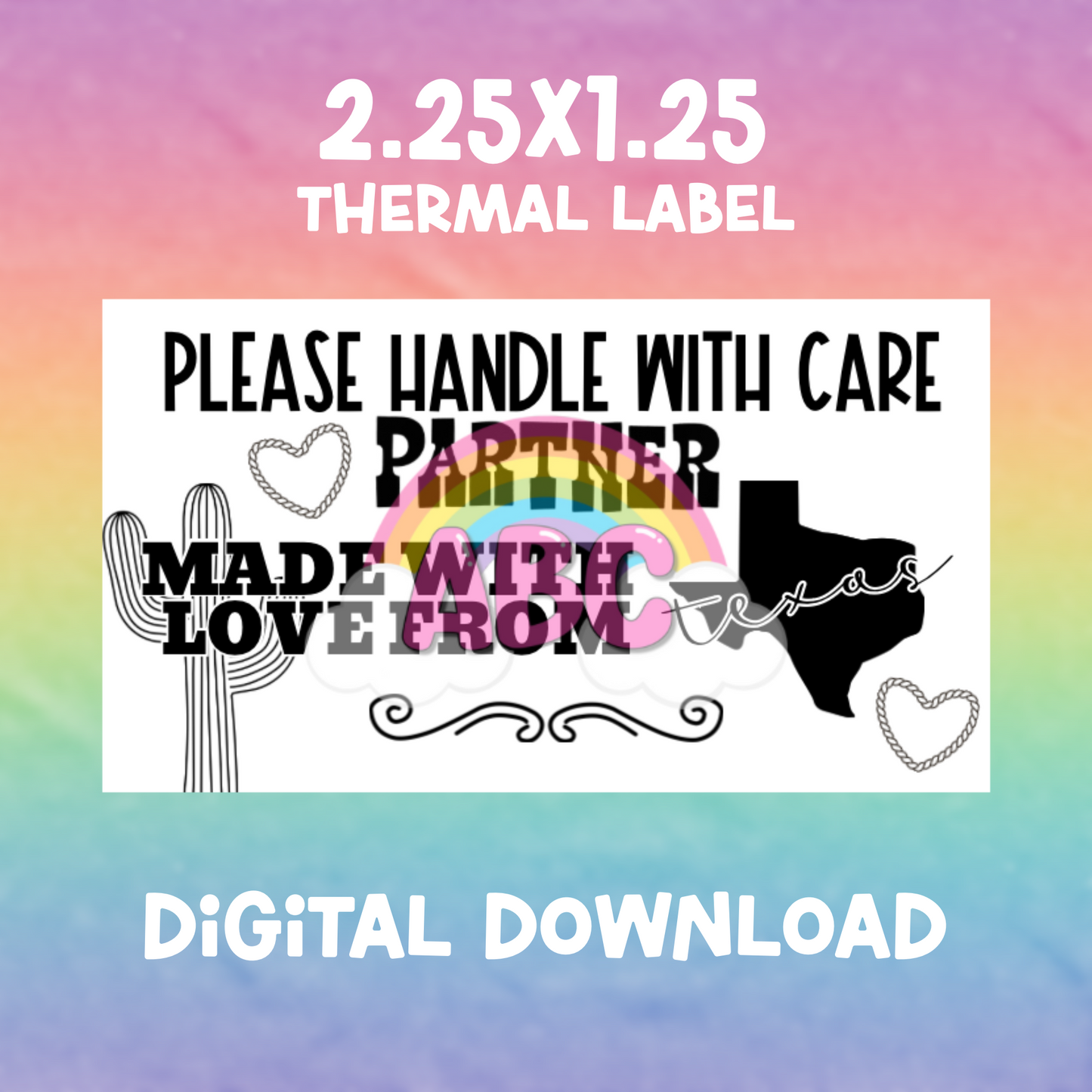 Digital Download - Thermal Label - made with love from texas