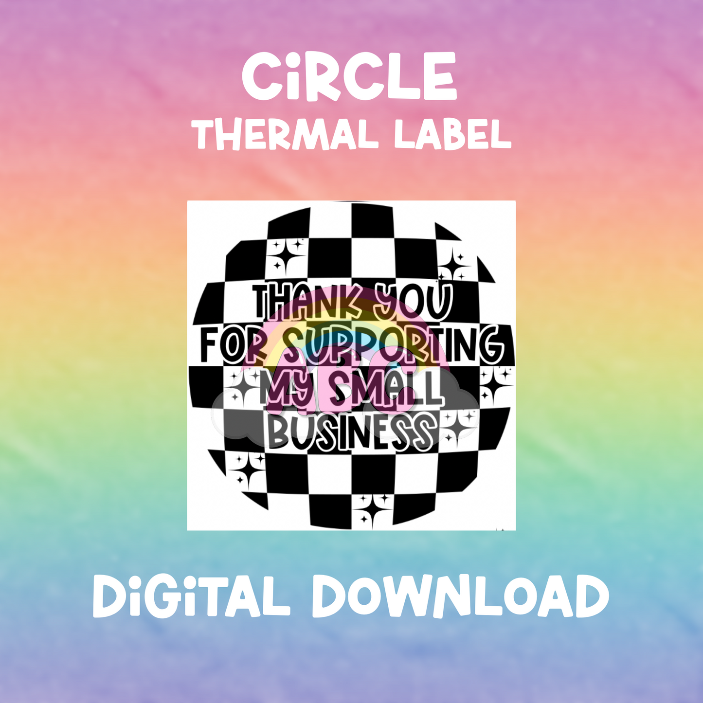 Digital Download - Thermal Label - Circle - Checkered