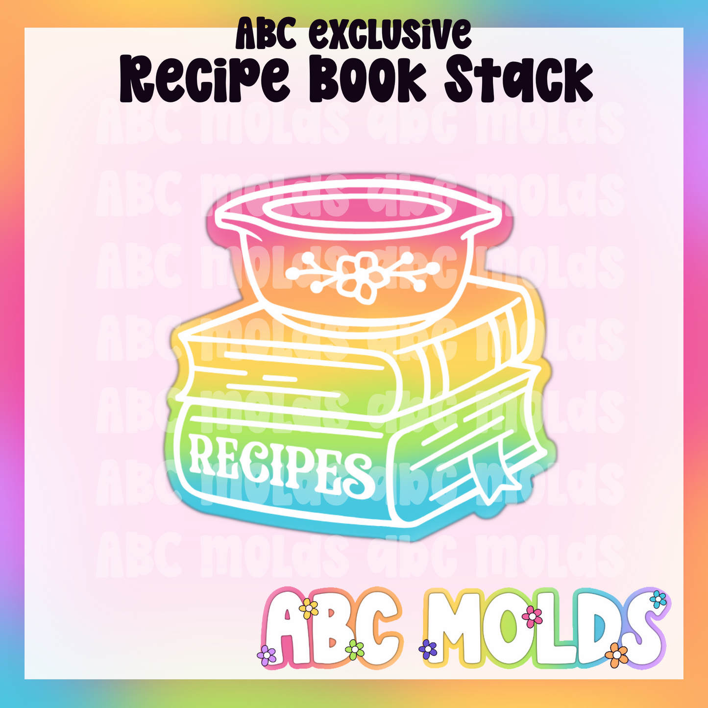 Vintage Recipe Bookstack Silicone Mold