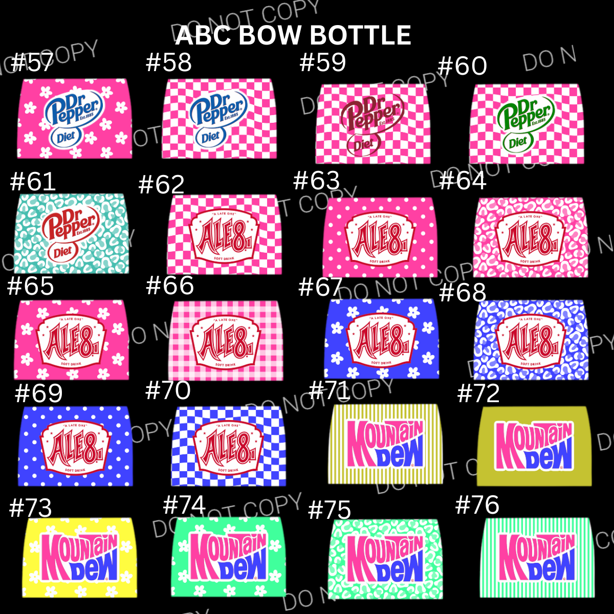 ABC Bow Soda Bottle Cardstock - Shipped by Kaleidoscope Kreations