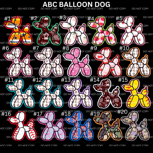 ABC Balloon Dog Cardstock - sold and shipped by kaleidoscope Kreationss