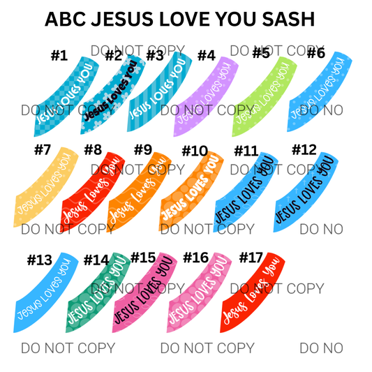 ABC JESUS SASH CARDSTOCK - Sold & Shipped by Kalidescope Kreations