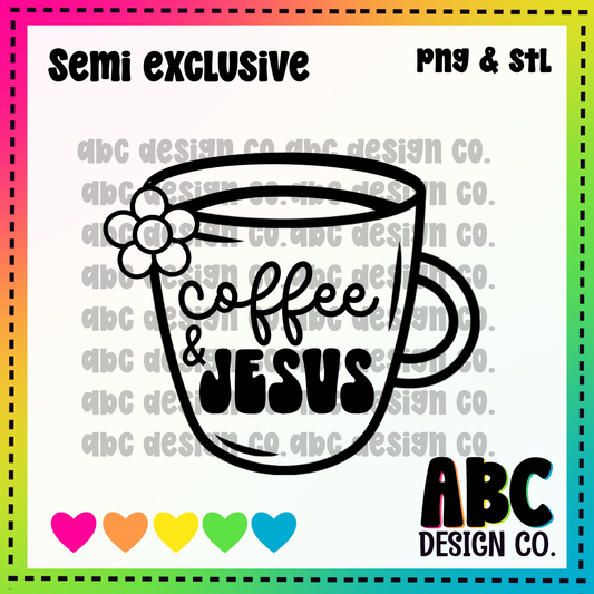 Coffee & Jesus Mug PNG & STL - Semi-Exclusive - digital download