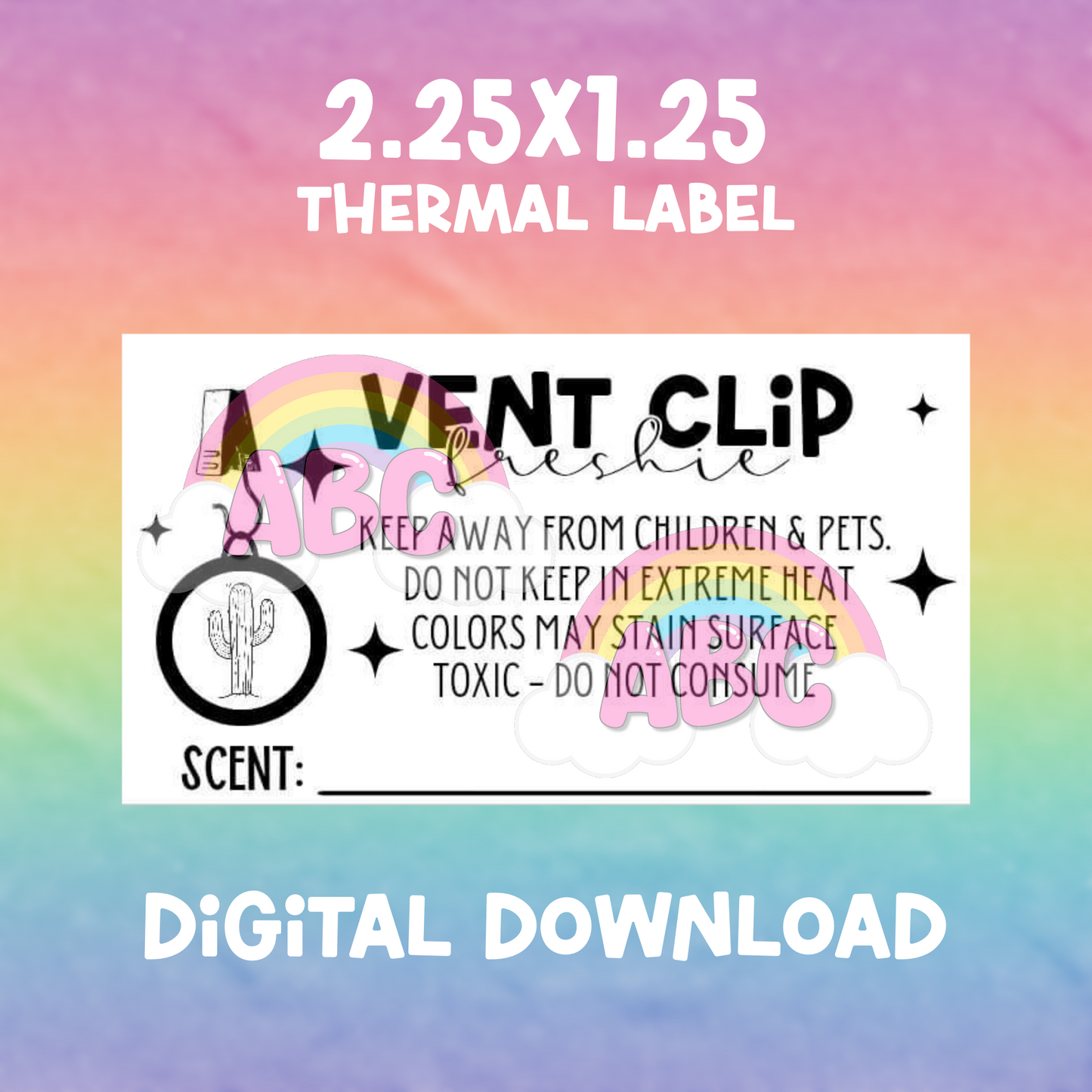 2.25x1.25 - Digital Download - Thermal Label - vent freshie care