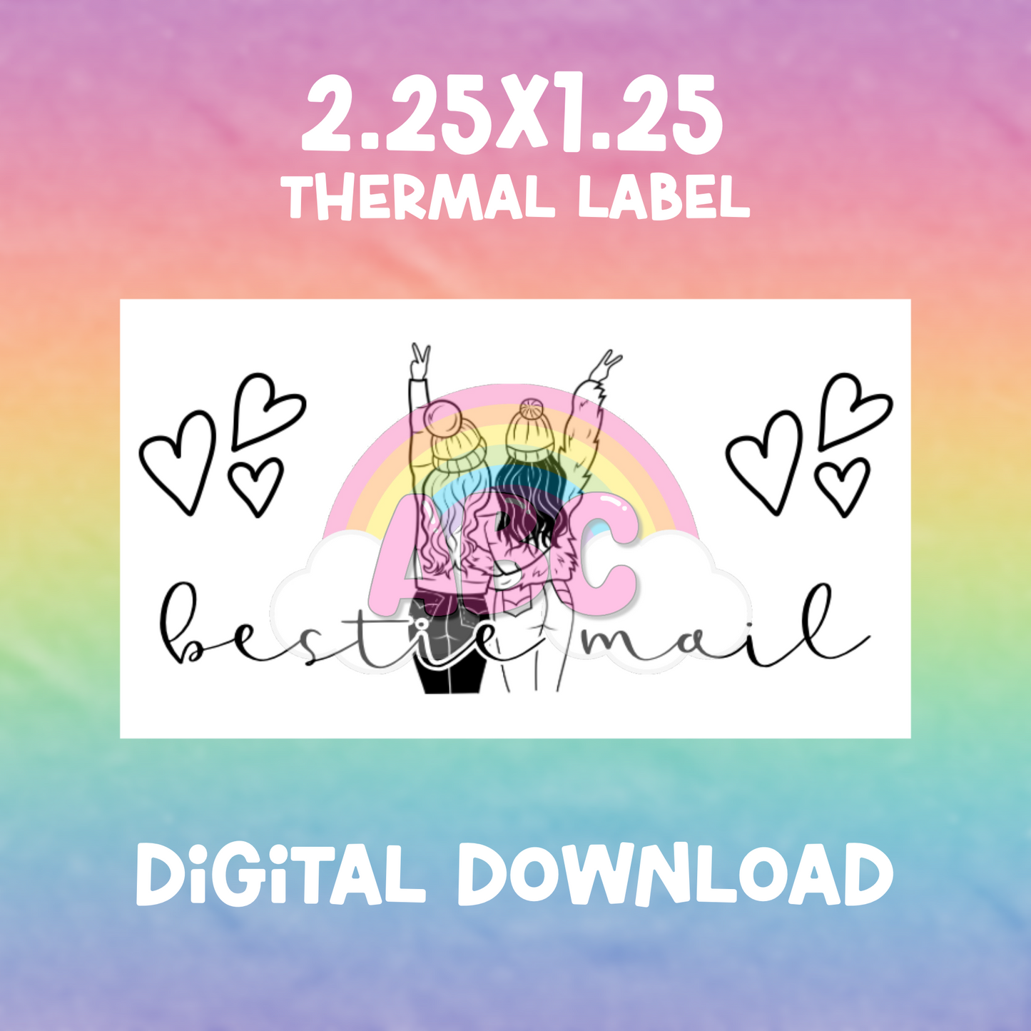 Digital Download - Thermal Label - bestie mail