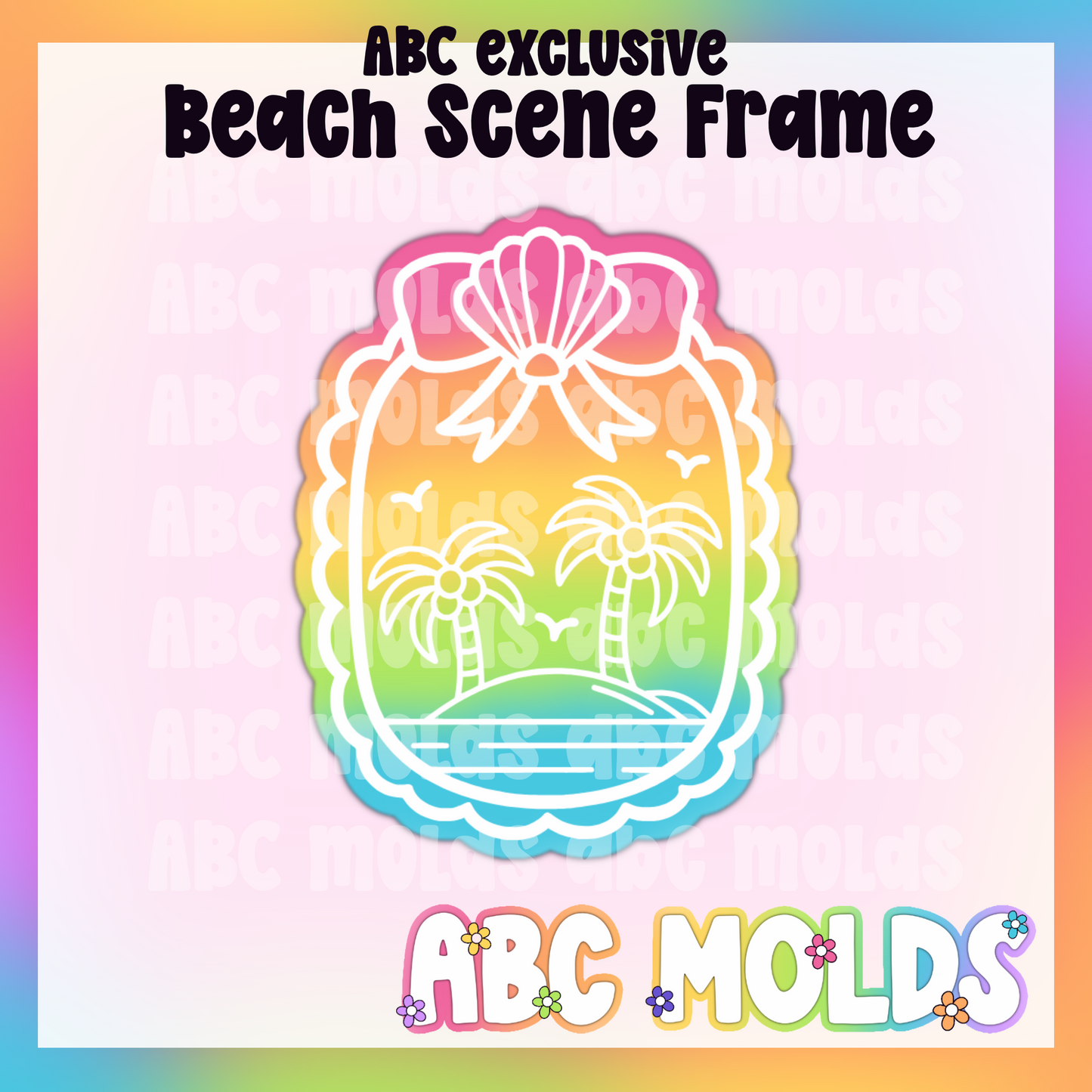 Beach Scene Frame Silicone Freshie Mold