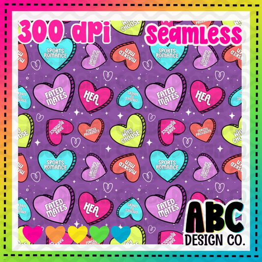 Bookish Tropes Candy Hearts Seamless