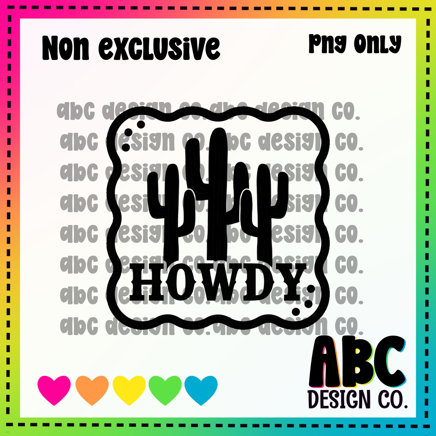 Howdy cactus frame PNG - NON Exclusive - digital download
