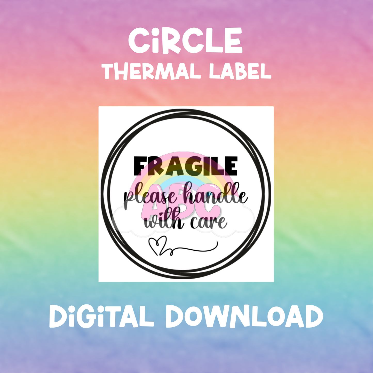 Digital Download - Thermal Label - Circle - fragile