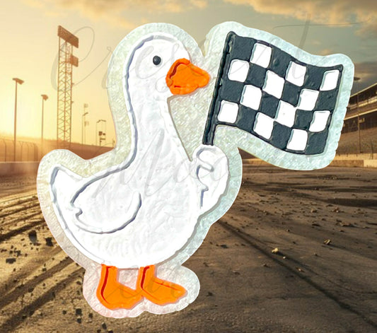 Goose with Race Flag Silicone Freshie Mold