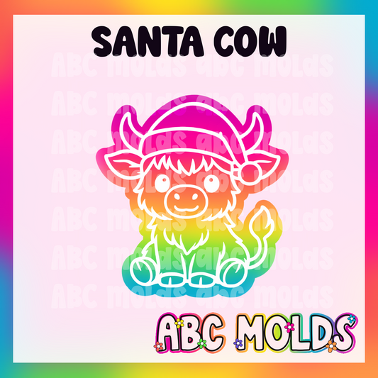 Santa hat cow Silicone Freshie Mold