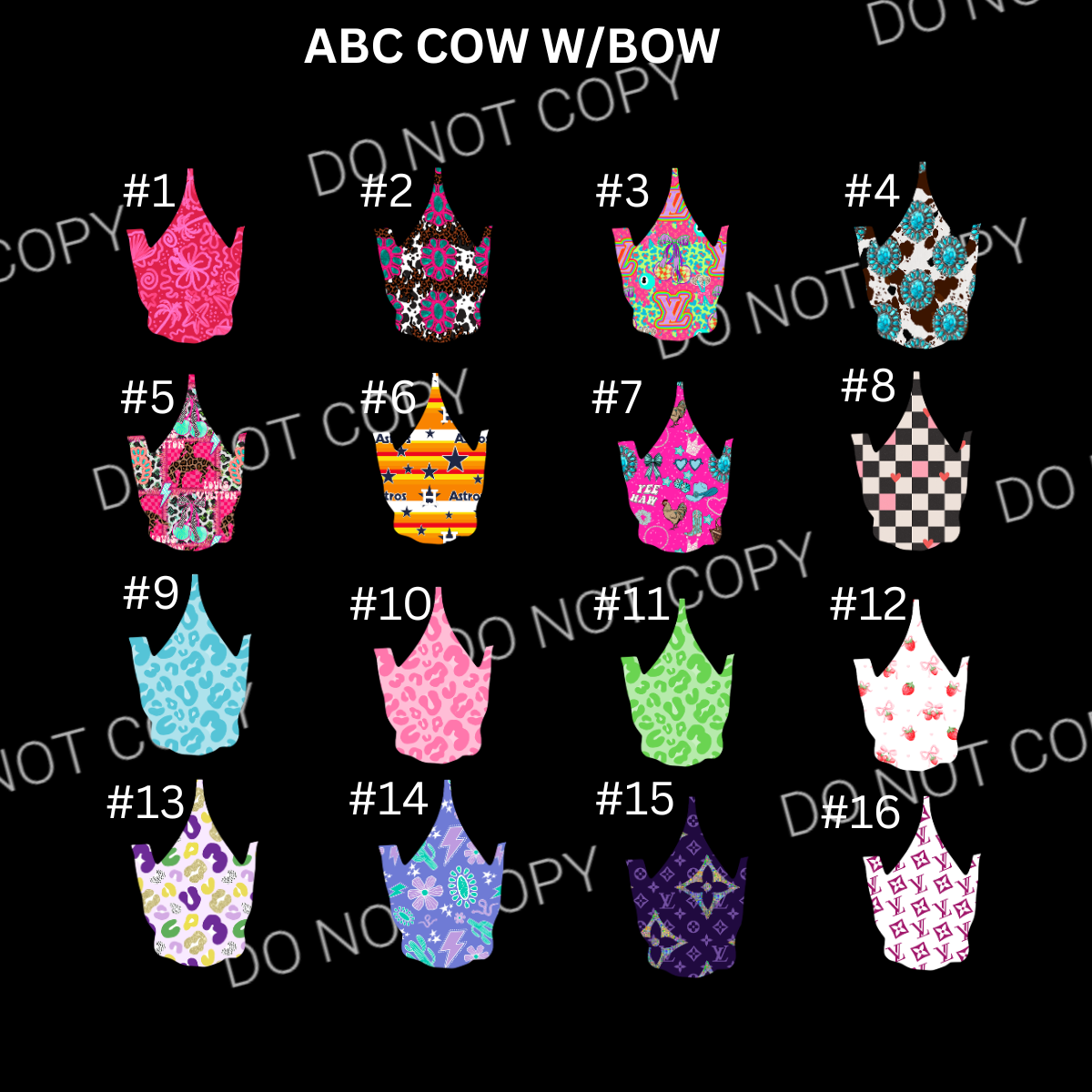 ABC COW W/BOW CARDSTOCK - Shipped by Kaleidoscope Kreations