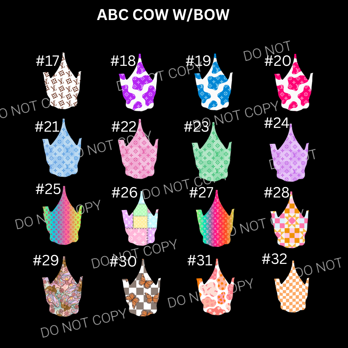 ABC COW W/BOW CARDSTOCK - Shipped by Kaleidoscope Kreations