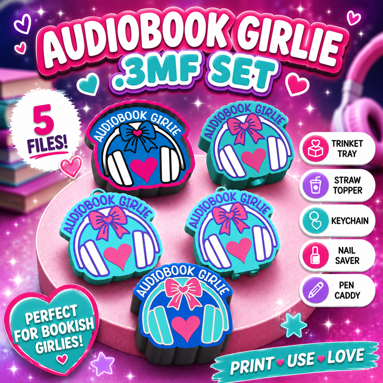 Audiobook Girlie Set - .3mf - Digital Download