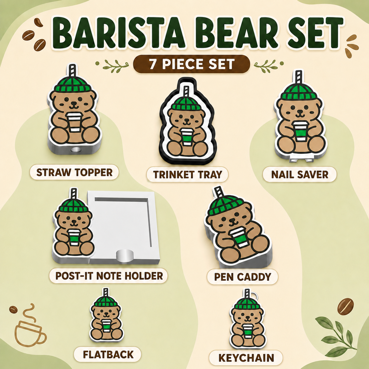 Barista Bear Set - .3mf - Digital Download