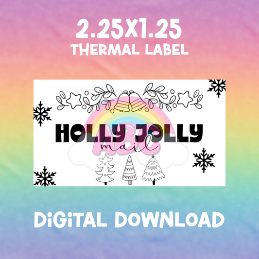 Digital Download - Thermal Label - Holly jolly mail