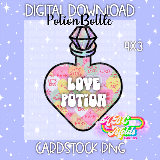 Digital Download - PNG Cardstock Download - Potion Bottle - love potion