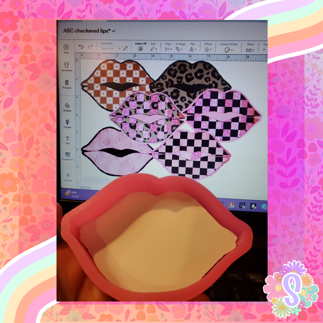 Checkered Lips Cardstock -  Sold & Shipped By Simply Sienna