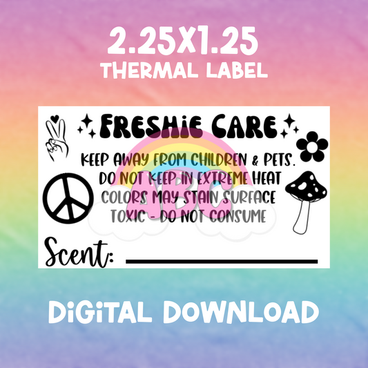 Digital Download - Thermal Label - groovy theme freshie care