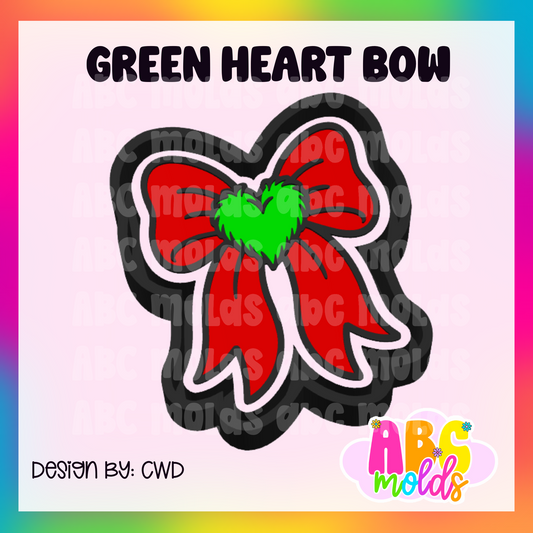 Green Heart  Bow - Silicone Freshie Mold