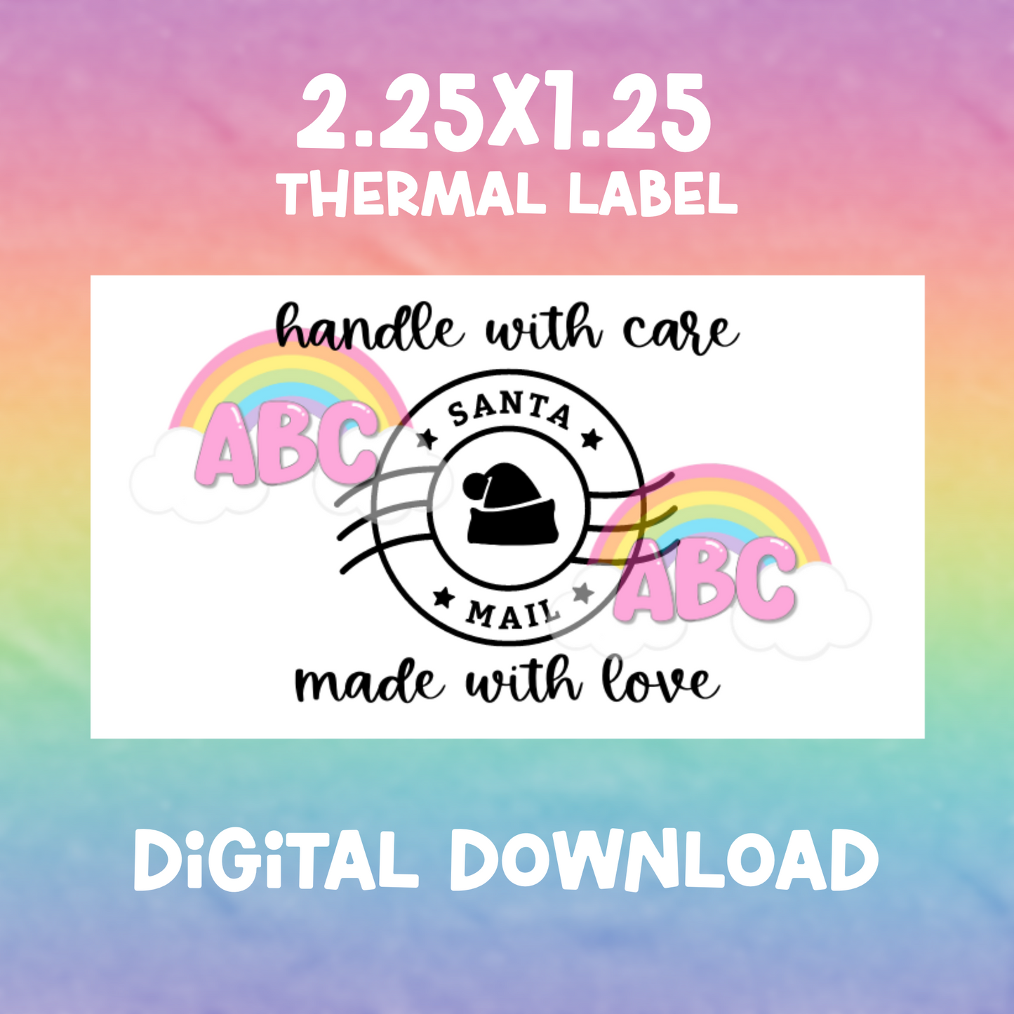 2.25x1.25 - Digital Download - Thermal Label - Christmas