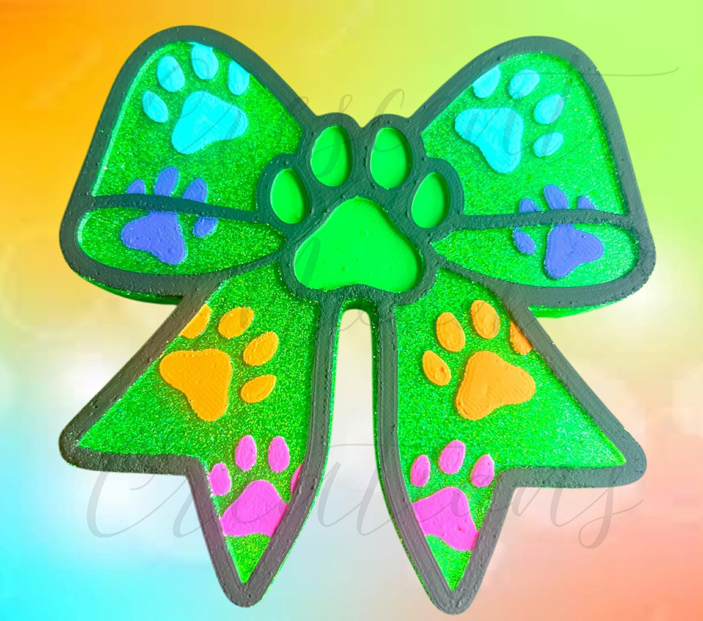 Paw Print Bow Silicone Freshie Mold