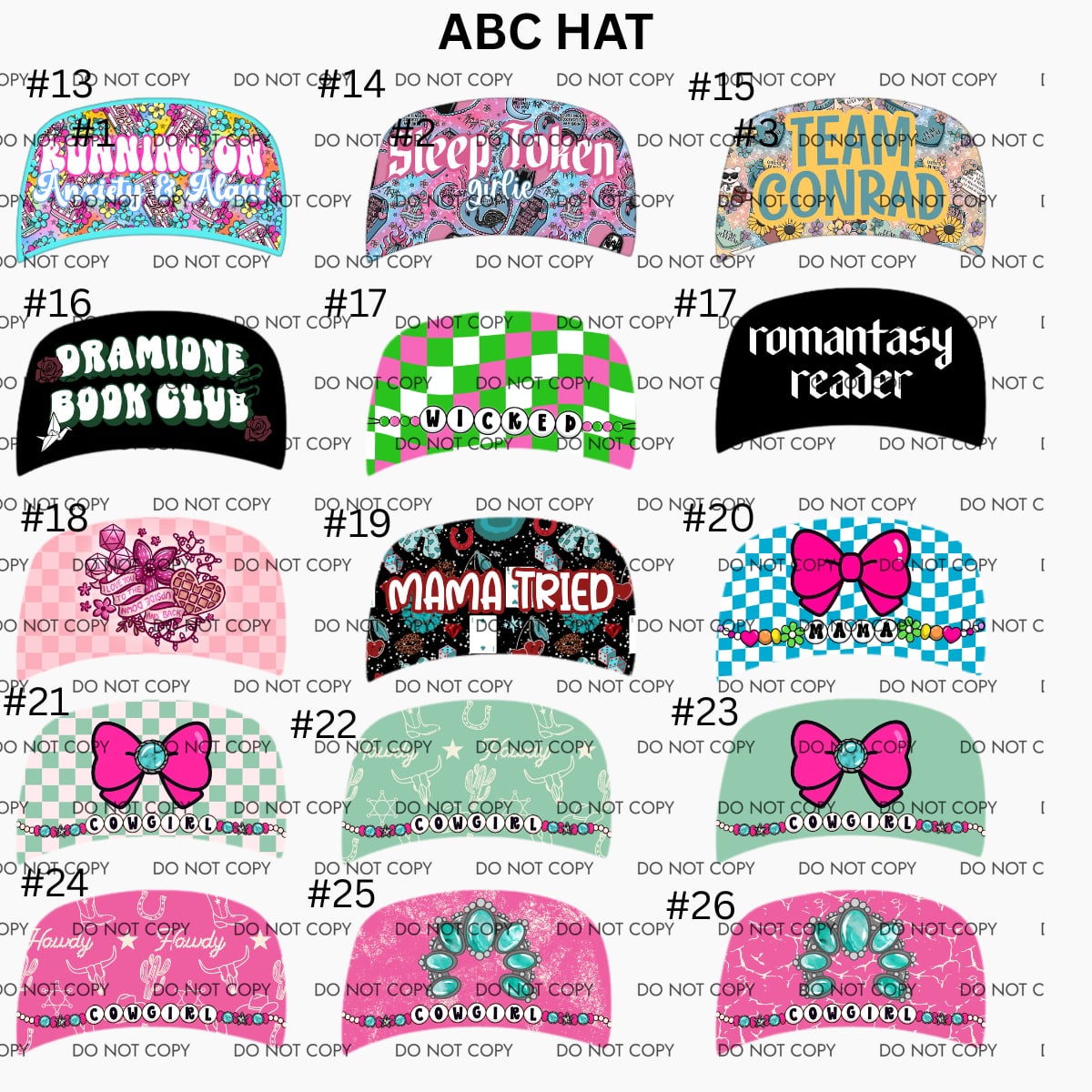 ABC HAT CARDSTOCK - Sold & shipped by Kalidescope Kreatkionss