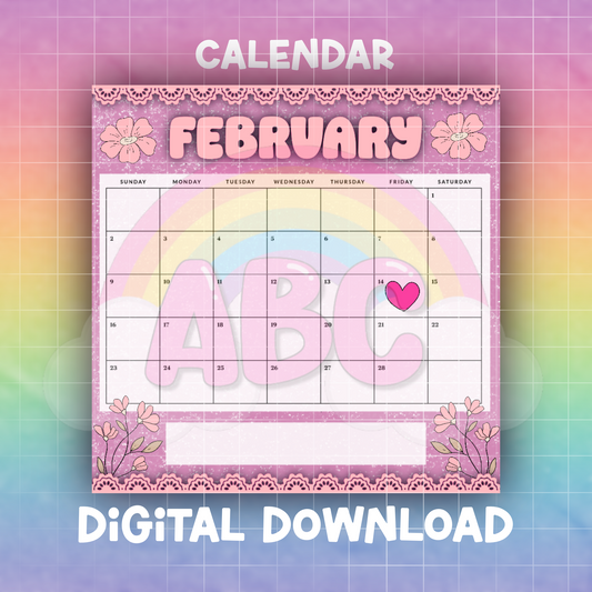 Digital Download - february Calendar