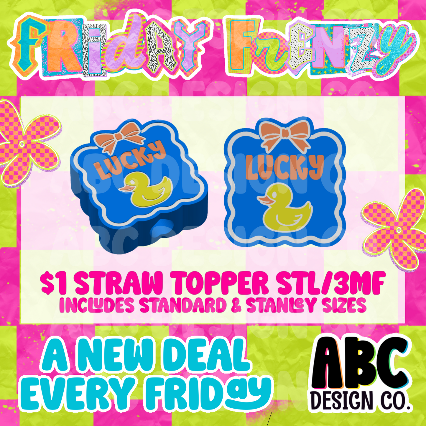 Lucky Duck - Straw Topper - STL & 3mf - Digital Download