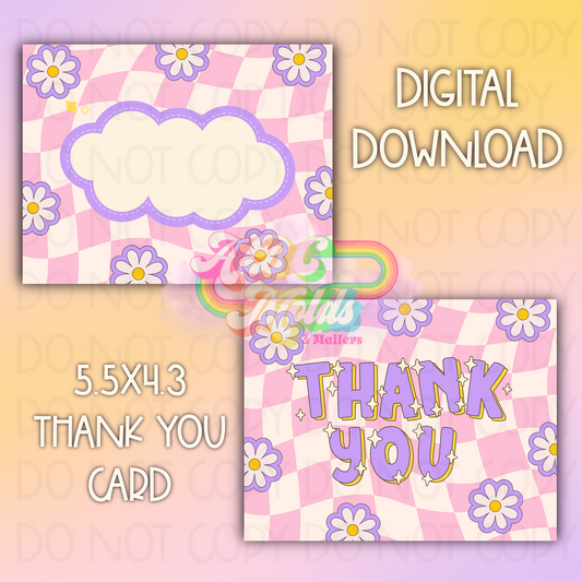 Digital Download - Thank You Card - Checkered Daisy