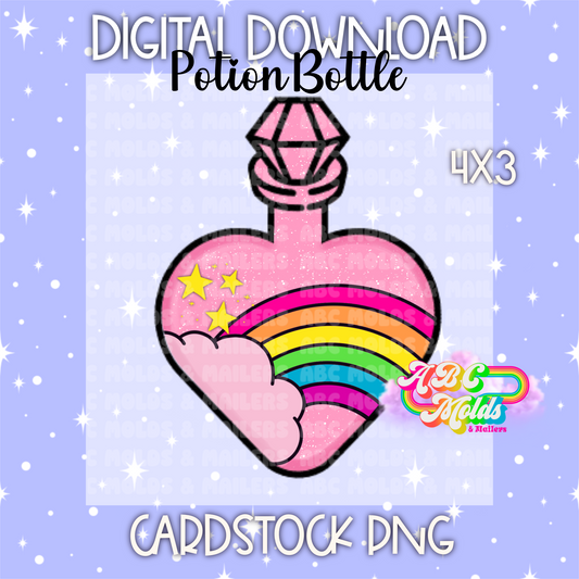 Digital Download - PNG Cardstock Download - Potion Bottle - Rainbow